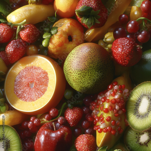 Colorful fresh fruit assortment photo