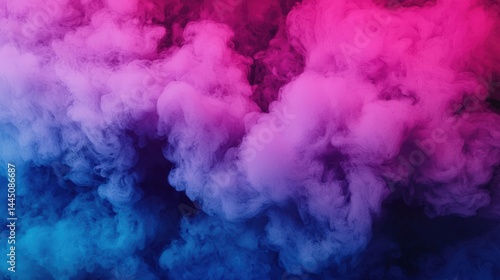 Vibrant purple and blue smoke swirling on dark backdrop for abstract art