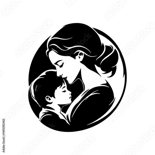 Motherhood: A touching moment of maternal love, rendered in a minimalist style, highlighting the deep connection between a mother and her child.