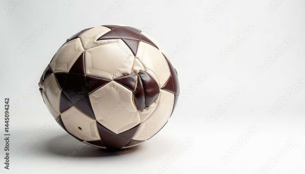 Naklejka premium New shiny football, pristine condition, white backdrop, athletic, touchdown