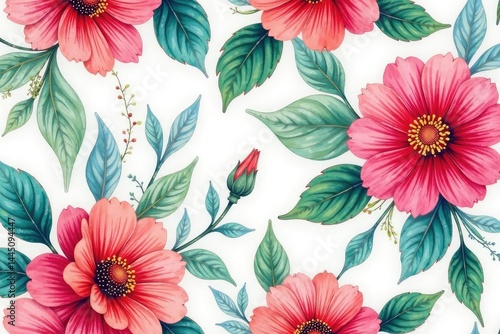 Wallpaper Mural Fluid watercolor floral motif, endless repeat , floral, leaf, yellow Torontodigital.ca