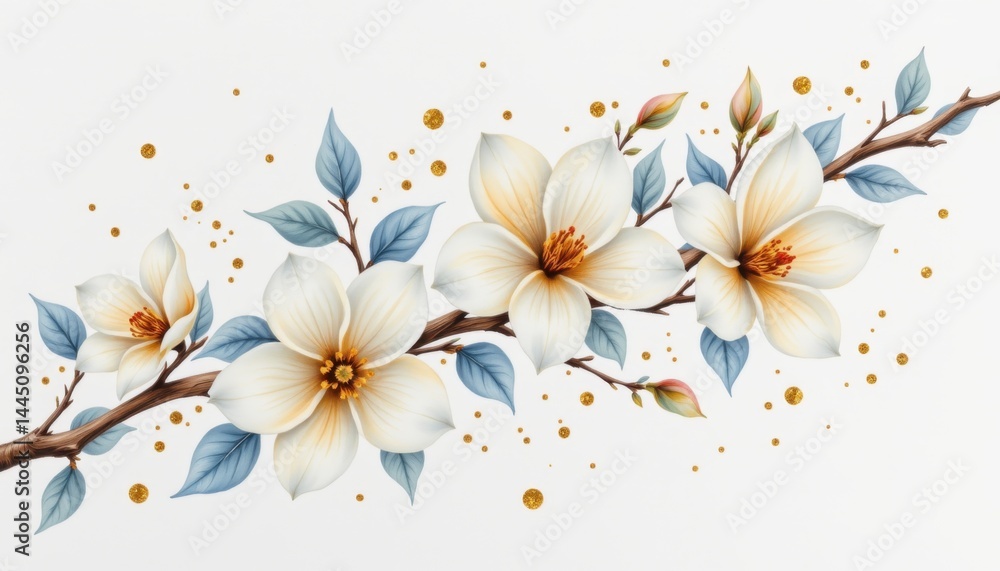 Fototapeta premium Elegant magnolia blossoms floral art contemporary design soft palette artistic display serenity and beauty