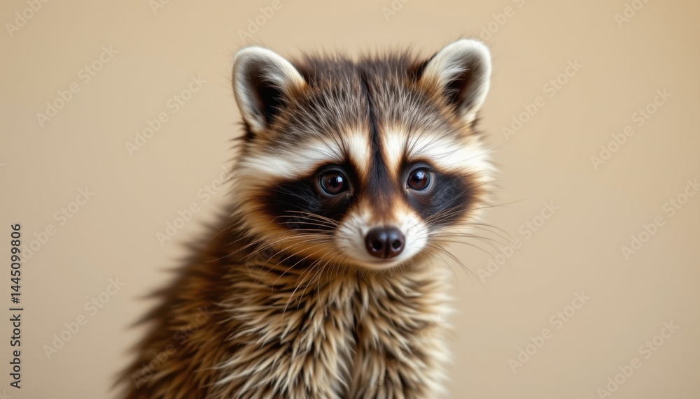 Obraz premium Curious raccoon portrait indoor setting animal photography natural environment close-up view wildlife concept