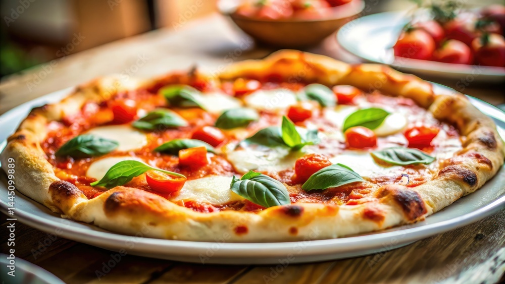 Neapolitan Pizza, No Mozzarella, Tilt-Shift Photography, Pizzeria Style Neapolitan Pizza, No Mozzarella, Tilt-Shift Photography, Pizzeria Style
