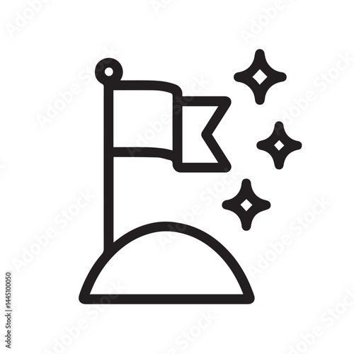 Reaching the Summit: A symbolic illustration of a flag planted atop a hill, representing the attainment of goals, achievement, and aspiration.