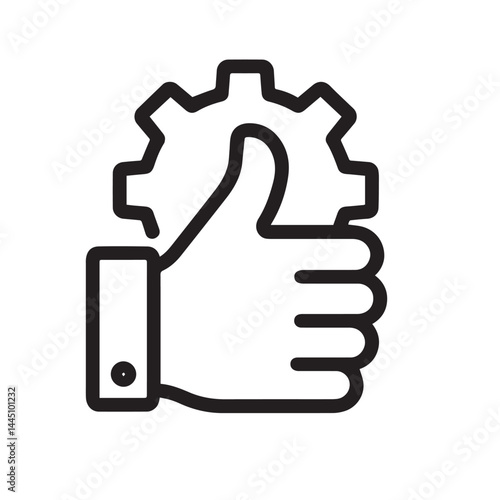 Thumbs Up: A gesture of approval is conveyed with a hand holding gear, conveying a message of support. 