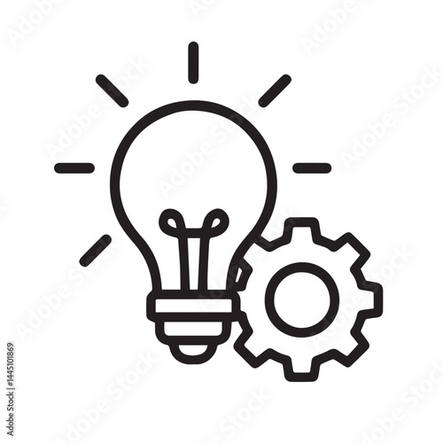 Idea and Innovation: A graphic rendering showcases a light bulb radiating illumination, interlocked with a gear, symbolizing ideas and solutions.