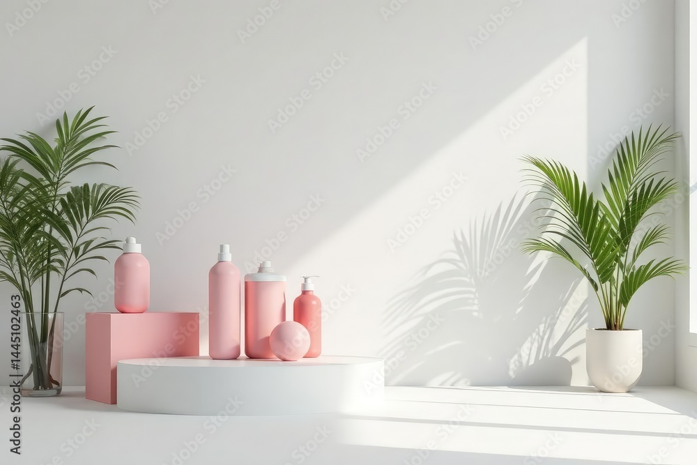 Clean minimalist product display on white backdrop, wood, natural, shine Clean minimalist product display on white backdrop, wood, natural, shine