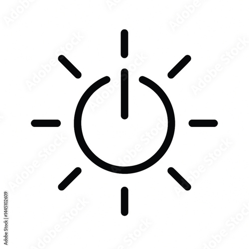 Icon of Brilliance: A sleek, minimalist icon depicts a power button with radiant rays, symbolizing activation, energy, and illumination.
