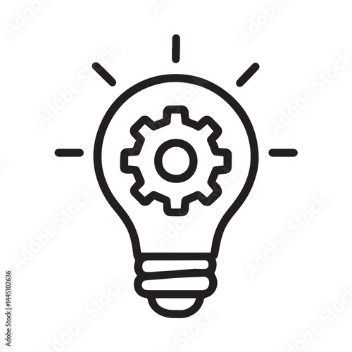 Idea in a Nutshell: A radiant lightbulb encasing a cogwheel, symbolizing the spark of ingenuity, problem-solving, and the birth of novel concepts. 