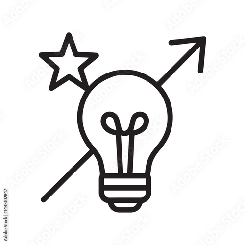 Bright Idea's Blueprint: An illustration of a lightbulb with a star and an arrow suggests innovation and creativity. This design encapsulates the genesis of a concept.