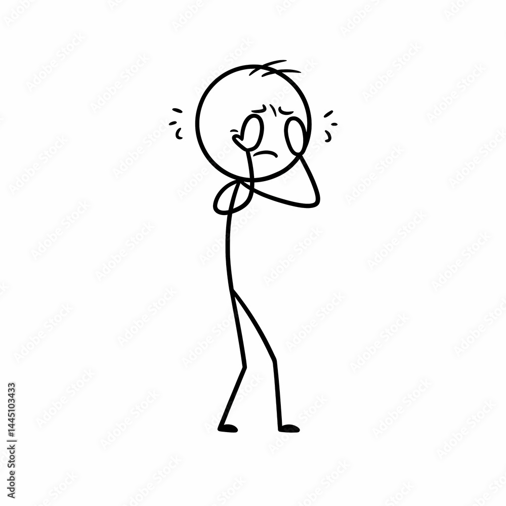Stick Figure Crying or Showing Distress with Hands on Face Stick Figure Crying or Showing Distress with Hands on Face