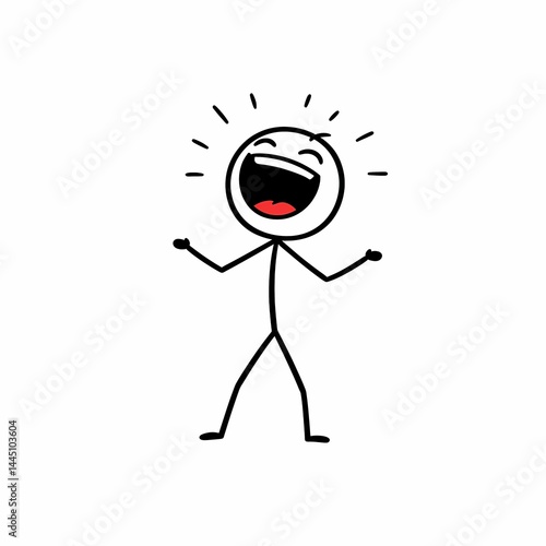 Stick Figure Laughing Out Loud with Joyful Expression