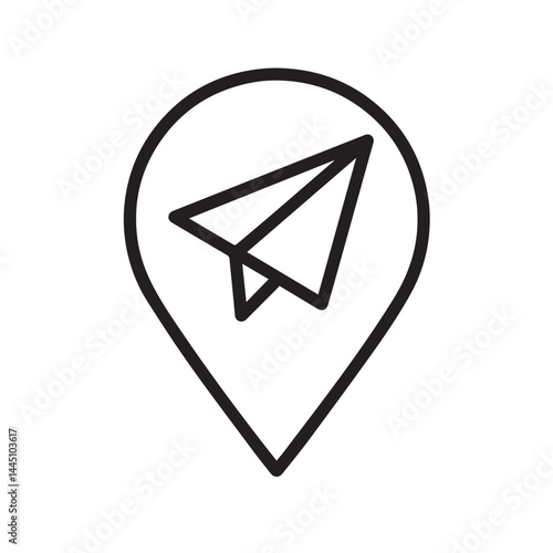 Free Download Location of Idea: A minimalistic vector illustration of a paper airplane icon within a location marker, symbolizing concept of direction. - GFXLoad