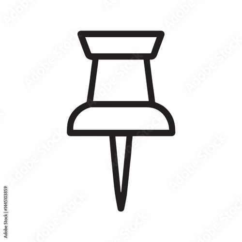 Simple Pushpin Illustration: A minimalist line drawing of a pushpin, a common office supply, poised for pinning or marking on a surface, a representation of organization and planning.