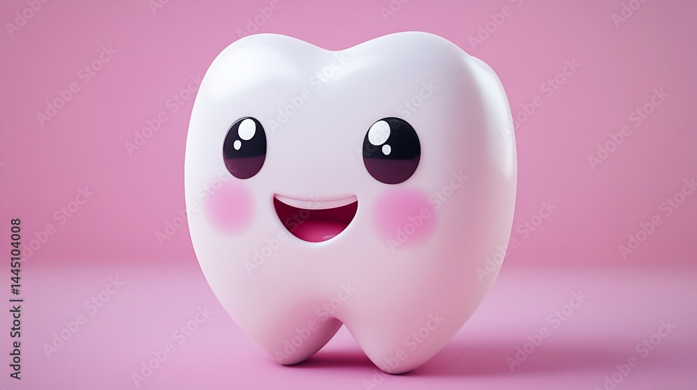 Cute cartoon tooth with happy expression Cute cartoon tooth with happy expression