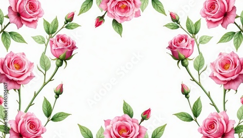 Delicate watercolor rosebuds & leaves repeat seamlessly , seamless floral, blossom