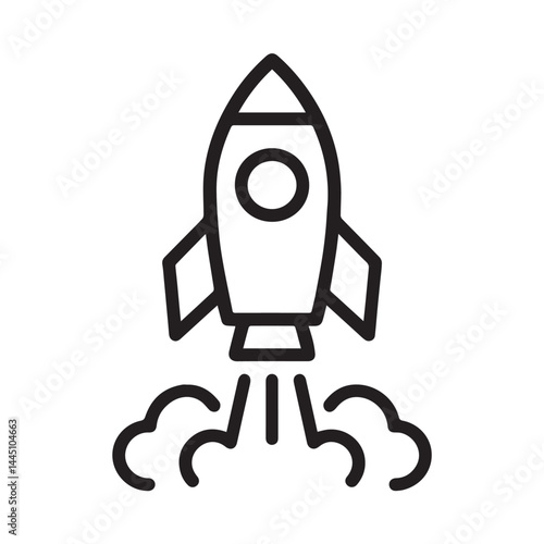 Rocket Launch Icon: An artistic depiction of a rocket taking off, illustrating innovation, progress, and the boundless potential of space exploration. 
