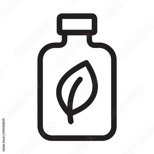 Eco-Friendly Bottle: An iconic representation of sustainability, featuring a minimalist bottle with a fresh leaf, embodying eco-consciousness and natural products.