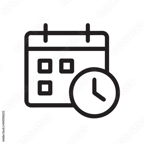 Calendar and clock icon: A simple yet elegant icon depicting a calendar and clock, representing time management and scheduling in a clean design.