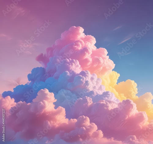 Dreamy pink, blue, yellow cloud gradient, soft focus  ,  mood,  ethereal,  feeling