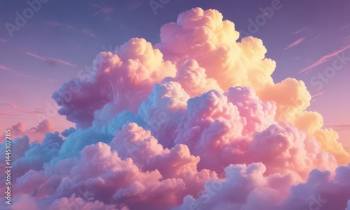 Dreamy pink, blue, yellow cloud gradient, soft focus,  sunrise,  light,  delicate
