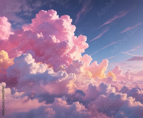 Dreamy pink, blue, yellow cloudscape, soft focus  ,  soft focus,  blurred