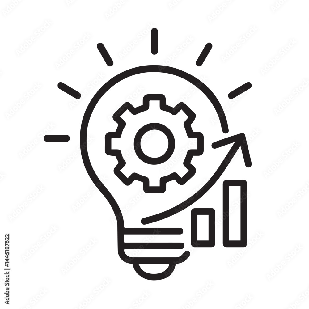 Innovation: A meticulously crafted graphic, depicting a glowing lightbulb, a gear, and a growth chart, symbolizing the synergy between brilliant ideas and tangible business expansion. Innovation: A meticulously crafted graphic, depicting a glowing lightbulb, a gear, and a growth chart, symbolizing the synergy between brilliant ideas and tangible business expansion.