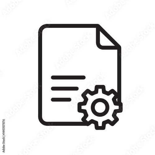 Document Configuration Icon: An icon of a document interplays with a gear, embodying the core of structured information with settings adjustments, ideal for technology and business concepts.