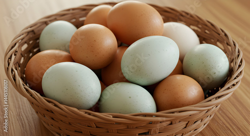 Wallpaper Mural Fresh Farm Eggs in Basket Chicken Eggs Brown Eggs Blue Eggs isolated on transparent background Torontodigital.ca