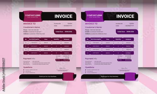 business invoice design templet set. Print Dimensions 8.5x11 in.