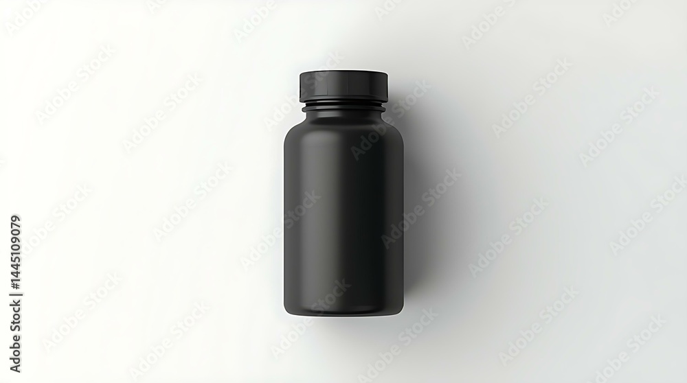 Black bottle is displayed with cap. Product packaging mockup for cosmetic serum, medical liquid, nutritional pill or beauty oil. Packaging design concept. Black bottle is displayed with cap. Product packaging mockup for cosmetic serum, medical liquid, nutritional pill or beauty oil. Packaging design concept.