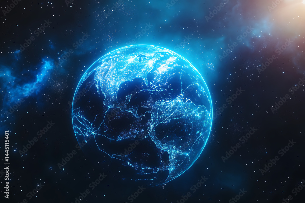 planet earth in space , binary code technology , glowing sphere on black background planet earth in space , binary code technology , glowing sphere on black background