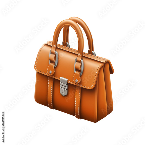 Orange Leather Handbag  Stylish Satchel  Vintage Purse   Brown Women s Bag