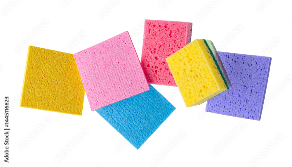 colorful sponge napkins isolated on solid white background colorful sponge napkins isolated on solid white background