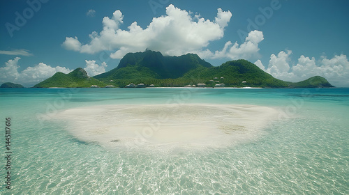 Turquoise Waters and Lush Green Mountains in Tropical Paradise U