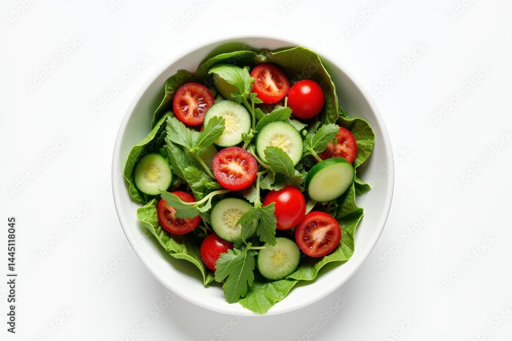 Fresh salad bowl with tomatoes, cucumbers, greens Fresh salad bowl with tomatoes, cucumbers, greens