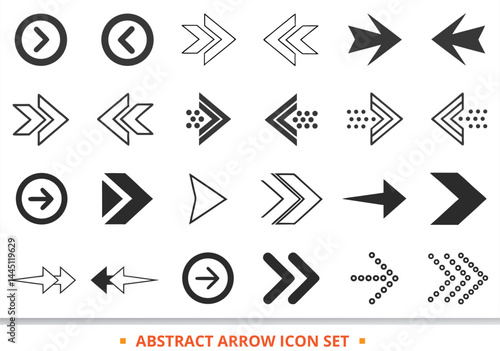 Abstract Arrow Icon Set for Directional Navigation, Business, Ecommerce, Finance, Accounting. Big Set Icons Collection.