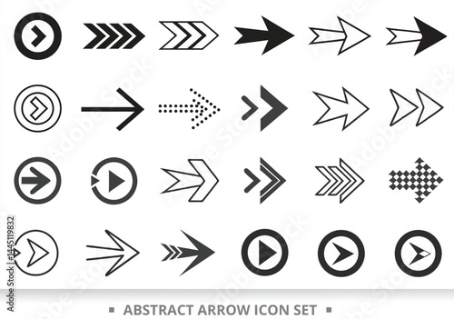 Abstract Arrow Icon Set for Directional Navigation.