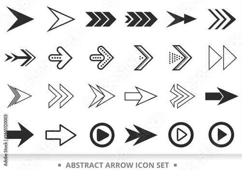 Abstract Arrow Icon Set for Directional Navigation, Business, Ecommerce, Finance, Accounting. Big Set Icons Collection.