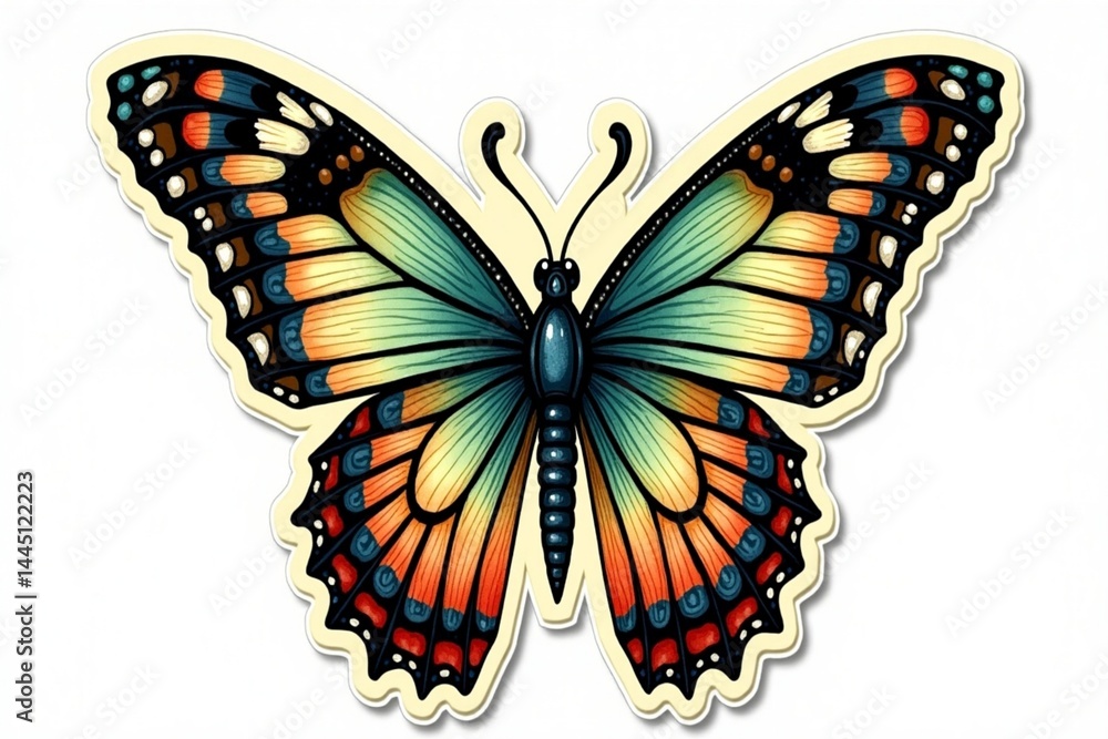 Fototapeta premium Vibrant Butterfly with Yellow and Green Markings
