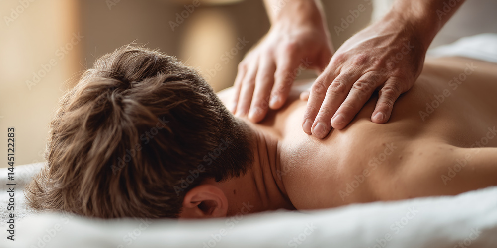 Close-up of back massage, showing hands gently pressing skin. Represents relaxation, wellness, and spa treatments. Close-up of back massage, showing hands gently pressing skin. Represents relaxation, wellness, and spa treatments.