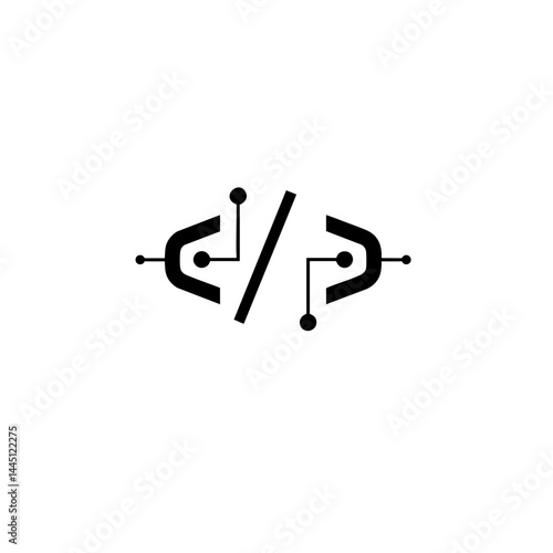 Code development technology programming software coding script language digital tech innovation symbol icon silhouette