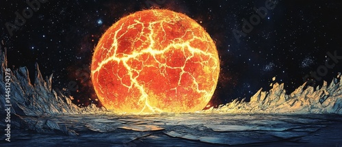 Obraz na płótnie A large orange ball with a hole in the middle is floating in the ocean w salonie