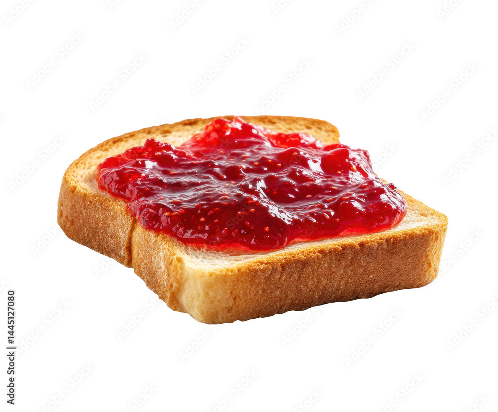 Delicious toast with raspberry jam for breakfast enjoyment Delicious toast with raspberry jam for breakfast enjoyment