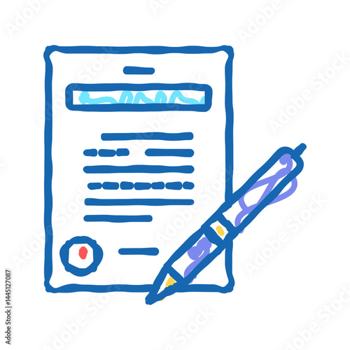 agreement signing icon doodle illustration