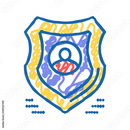 human protection shield icon doodle illustration