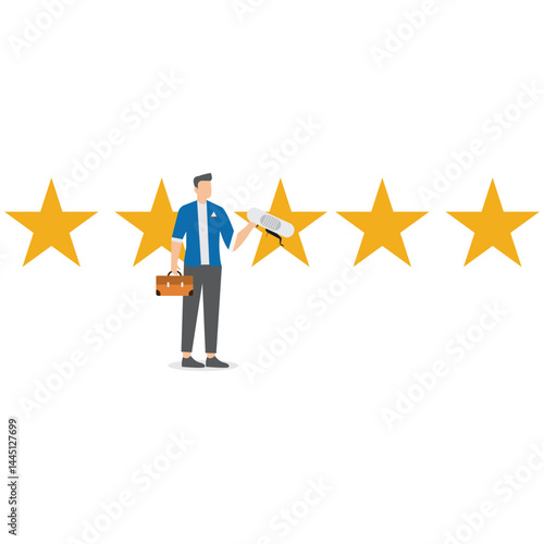 businessman fix broken rating star with bandage