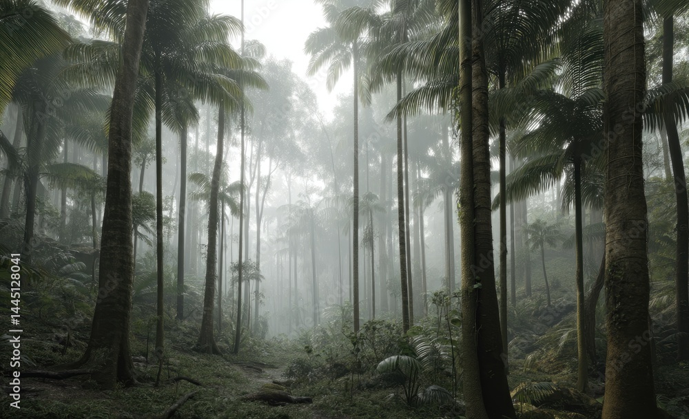 Obraz premium Misty Rainforest Path