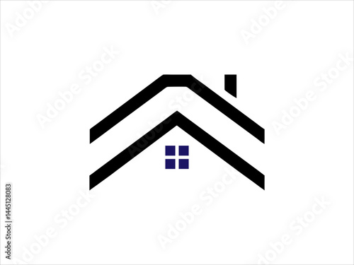 A black and white illustration depicts a skilled worker meticulously performing roofing work on a house's pitched roof.